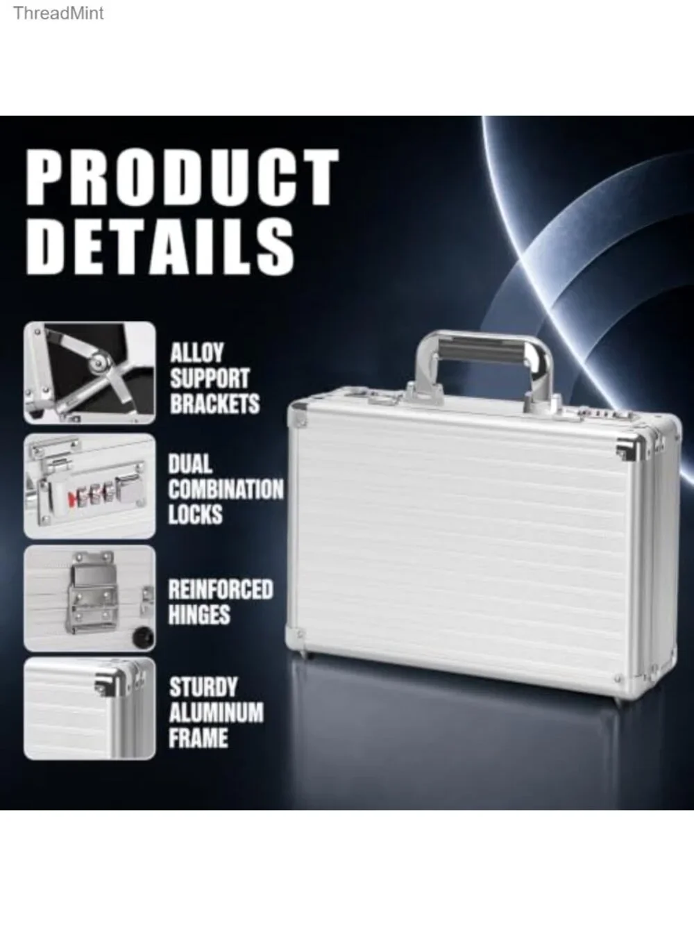 Aluminum Lockable Briefcase File Organizer Case